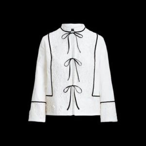 POLO RALPH LAUREN COTTON TWILL LACE JACKET WHITE BLACK WOMENS SIZE S NEW
